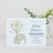 Baby Shower Invitation Elephant Hot Air Balloon (Standing Front)