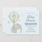Baby Shower Invitation Elephant Hot Air Balloon (Front)