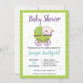 Baby Shower Invitation Featuring Baby Carriage (Front)