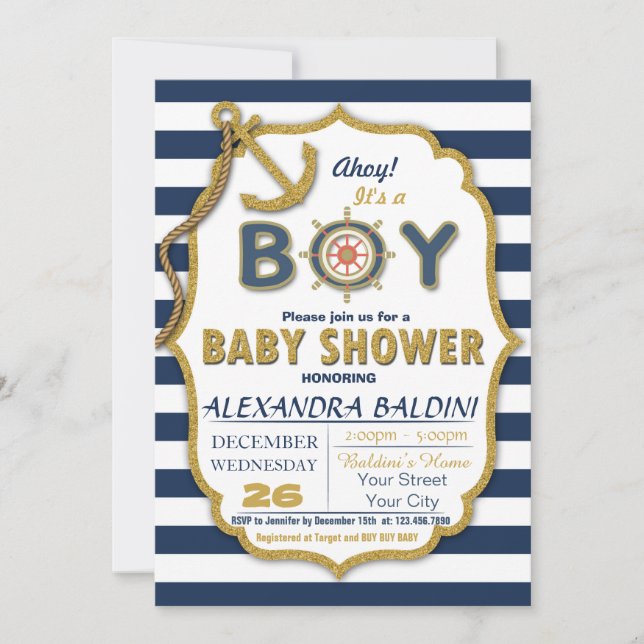 Baby Shower Invitation for a Boy (Front)