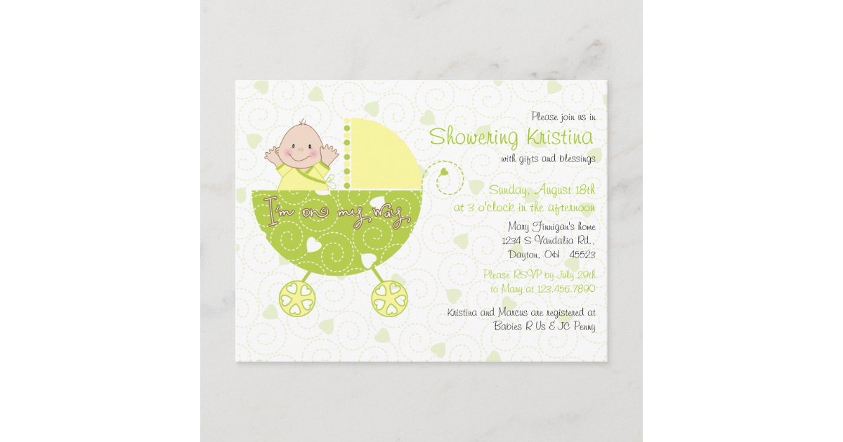 Baby Shower Invitation for Gender Unknown Carriage Zazzle