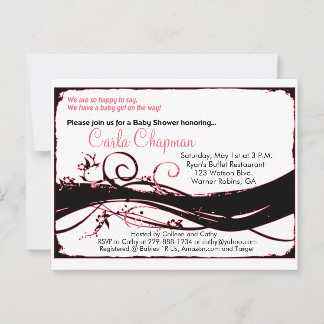 Baby Shower Invitation for Girl (Front)