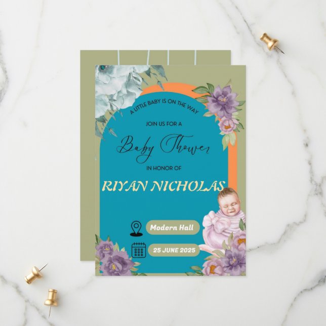  Baby Shower Invitation for Girl or Boy (Front/Back In Situ)