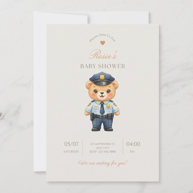 Baby Shower Invitation for Police Families  (Front)