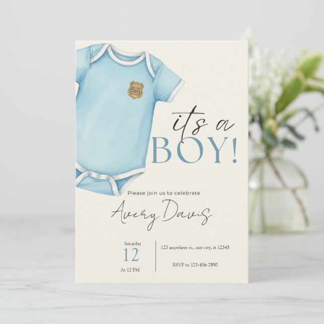 Baby Shower Invitation for Police Families  (Standing Front)