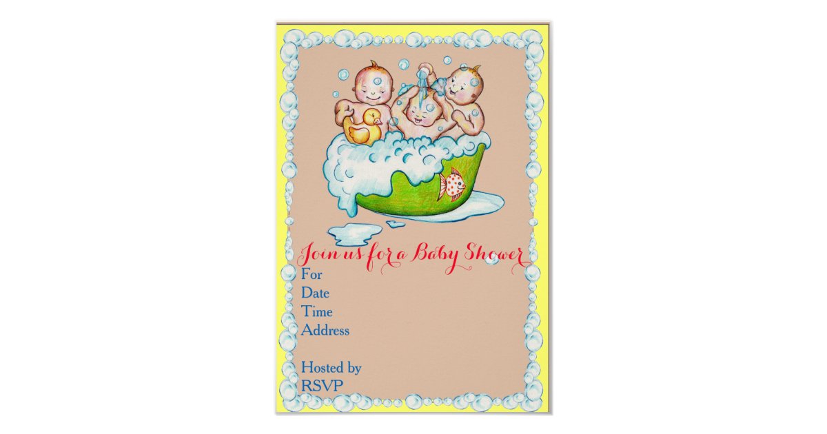 Baby Shower Invitation For Triplets Zazzle Com