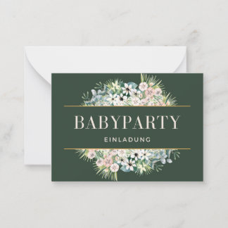 Baby Shower Invitation - Gold Green Floral Baby Sh