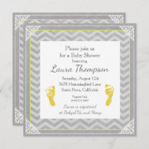 Baby Shower Invitation Gray Chevron Stripe