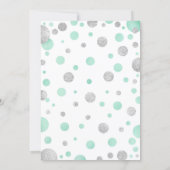 Baby Shower Invitation - Green Mint Silver Dots (Back)