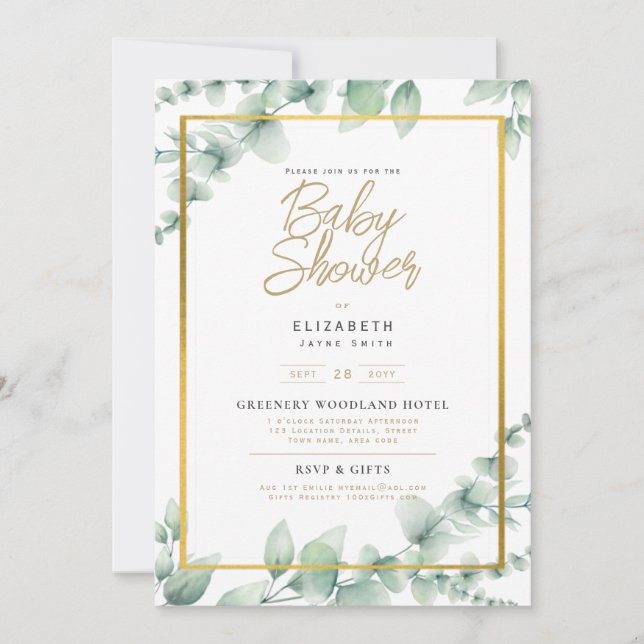 BABY Shower Invitation Greenery Boho Garden (Front)