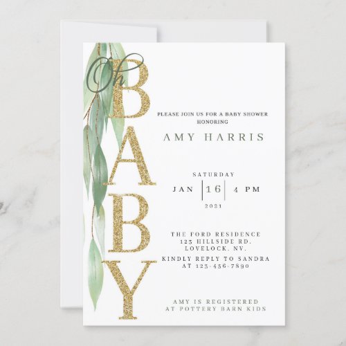 BABY SHOWER INVITATIONgreenerySage green Invitation