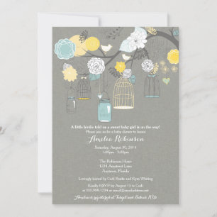 Baby Shower Invitation - Hanging Cages & Jars