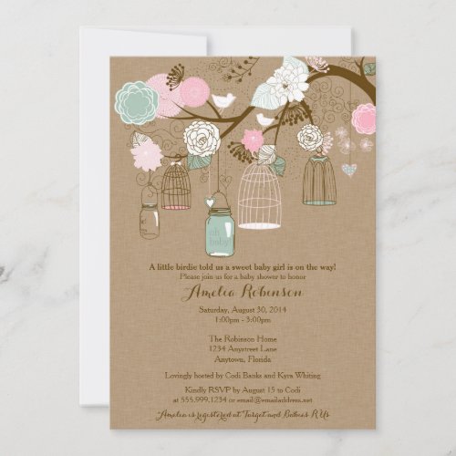 Baby Shower Invitation - Hanging Cages &amp; Jars Personalized Invites
