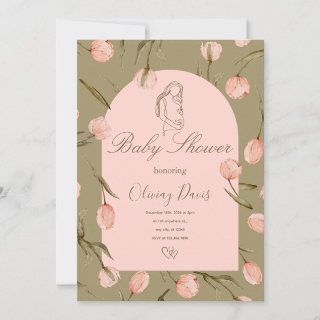 Baby Shower Invitation in Calming Nature Colors  (Front)
