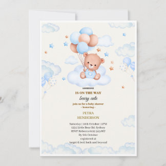 Baby shower invitation in the shape of a blue