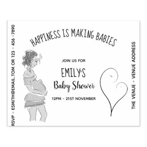 Baby SHOWER Invitation INK STAMP - DIY Pregnancy