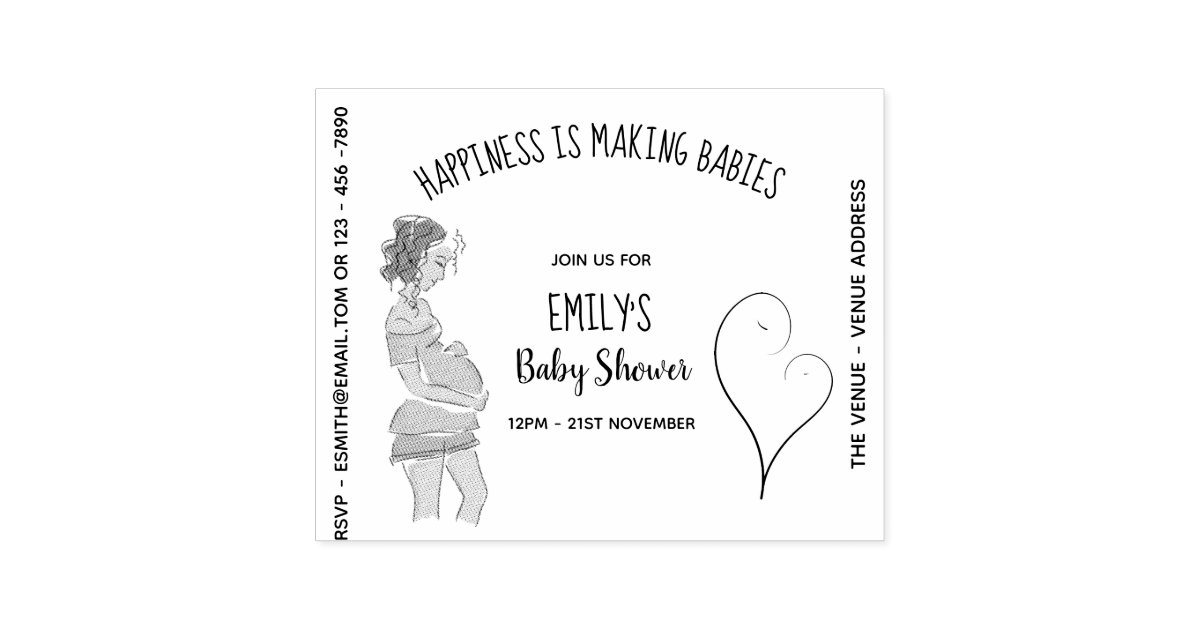 Baby Shower Invitation Ink Stamp Diy Pregnancy Zazzle Com