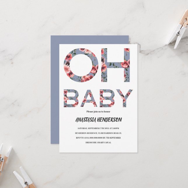  Baby shower Invitation. Invitation (Front/Back In Situ)