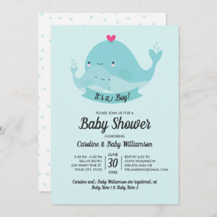 Baby Shower Invitation It's a Boy Cute Whale