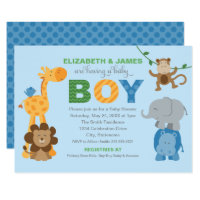 Baby Shower Invitation | Jungle Animals for Boy