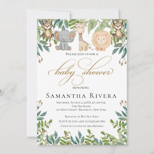 Baby Shower Invitation Jungle Safari Baby Shower Invitation