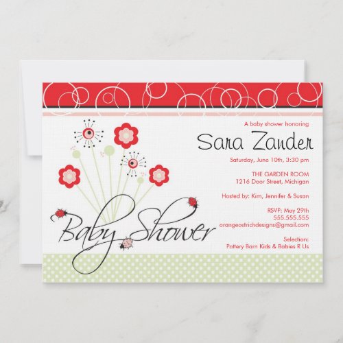 Baby Shower Invitation - Ladybugs