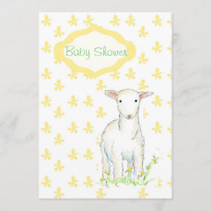 Baby Shower Invitation Lamb Farm Animal Drawing