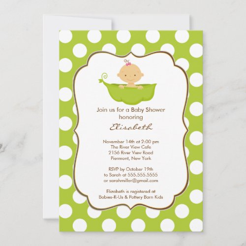 Baby Shower Invitation Little Pea Pod Girl