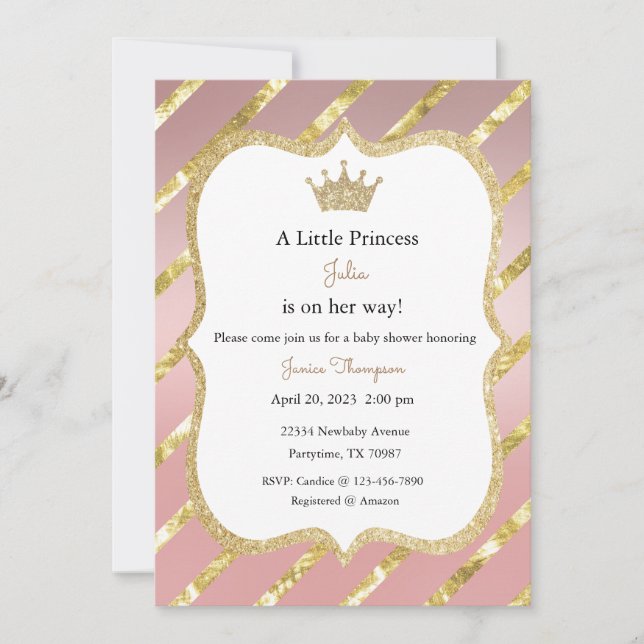 Baby Shower Invitation, Little Princess on Her Way Invitation (Front)