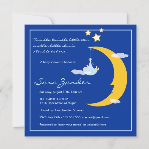 Baby Shower Invitation Moon and Stars