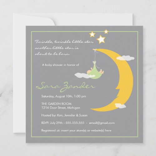 Baby Shower Invitation Moon and Stars