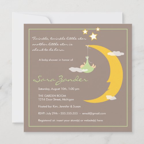 Baby Shower Invitation Moon and Stars