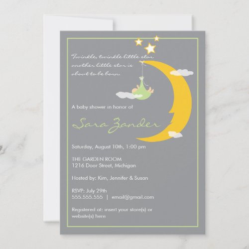 Baby Shower Invitation Moon and Stars