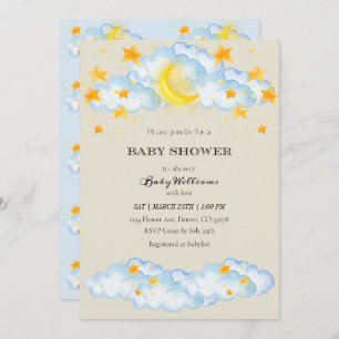 Baby Shower Invitation Moon and Stars Theme