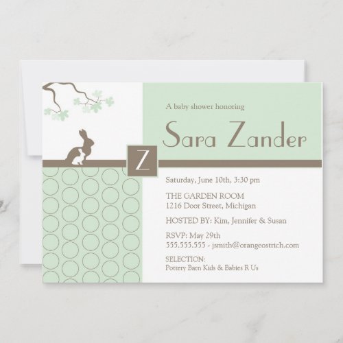 Baby Shower Invitation - Mother and Baby Bunny