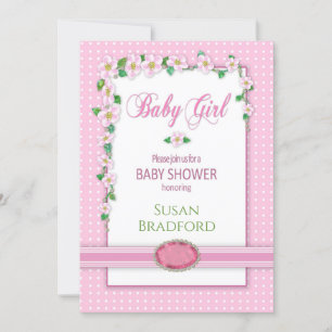 Baby Shower Invitation, Name Insert, Baby Girl Invitation