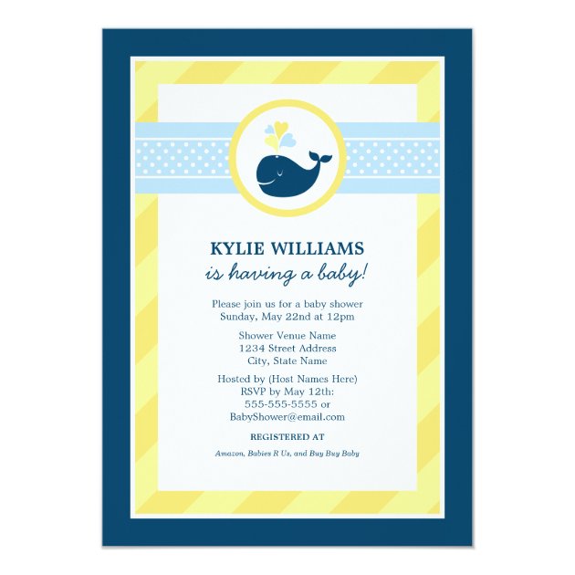 Baby Shower Invitation | Nautical Preppy Whale