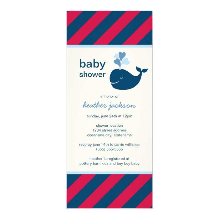 Baby Shower Invitation  Nautical Preppy Whale