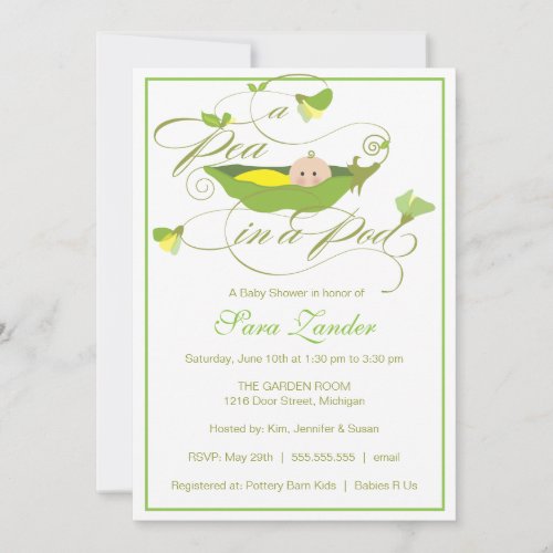 Baby Shower Invitation - Neutral Pea in a Pod