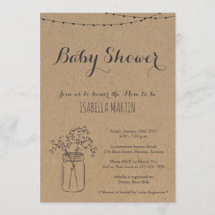 Baby Shower Invitation on Kraft Background