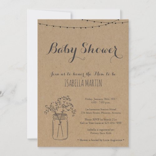 Baby Shower Invitation on Kraft Background