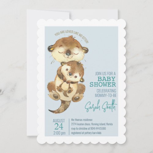 BABY SHOWER invitation _ otter _ momma and baby