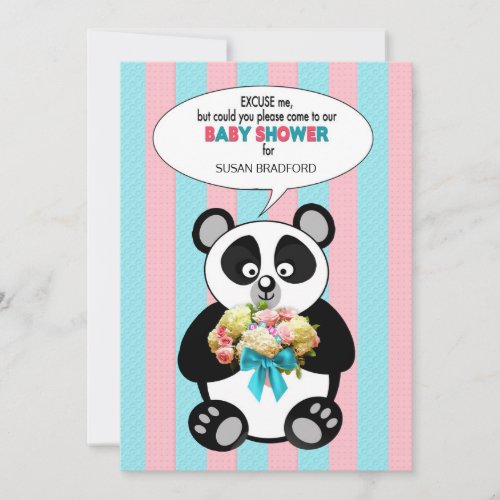 Baby Shower Invitation Panda Bear Insert Name Invitation