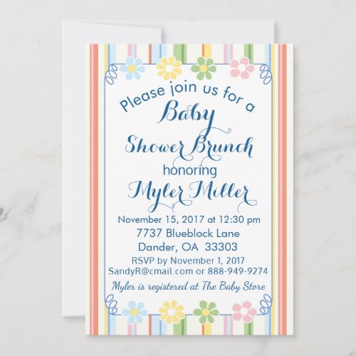 Baby Shower Invitation Picnic Floral Invite 2