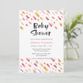 Baby Shower invitation | Pink abstract paint (Standing Front)