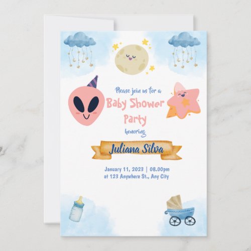 Baby Shower Invitation Pink alien invitation 