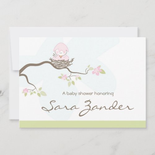 Baby Shower Invitation - Pink  Baby Bird