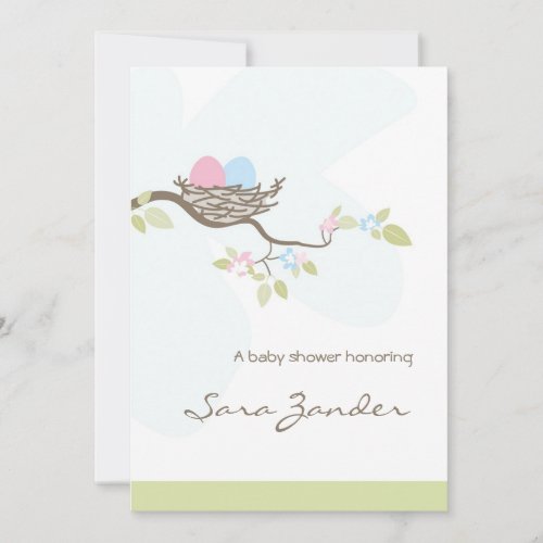 Baby Shower Invitation - Pink &amp; Blue Twin Eggs