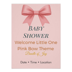 Baby Shower Invitation Pink Bow Bundle of Joy Poster