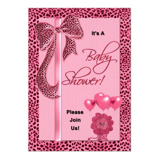 Pink Cheetah Baby Shower Invitations 4